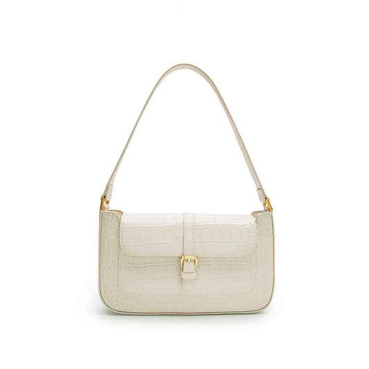 High-end Print Shoulder Bag For Women | MuddyStock Originals Milkshake white Large Crocodile pattern