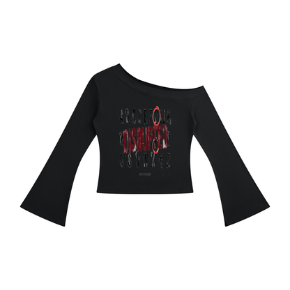 Women's Off-Shoulder Bell Sleeve T-Shirt | MuddyStock Originals Black