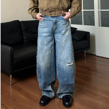 Loose Tapered Wide Leg Jeans for Men | MuddyStock Originals YD-063-Blue MuddyStock