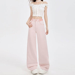 Women High-Waist Slimming Loose Straight Ankle-Length Pants | MuddyStock Originals Cherry Blossom Pink Extended