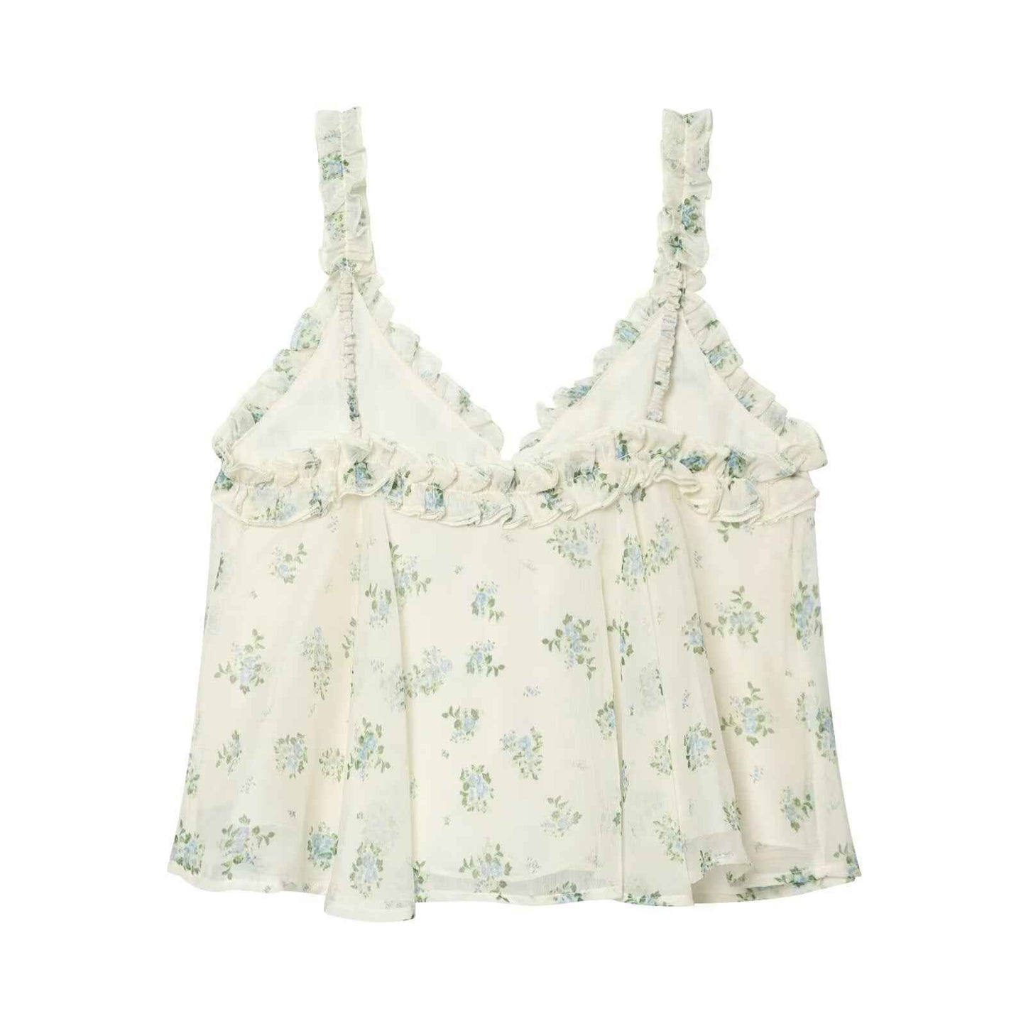 French floral V-neck top+A-line large swing skirt set | MuddyStock Originals