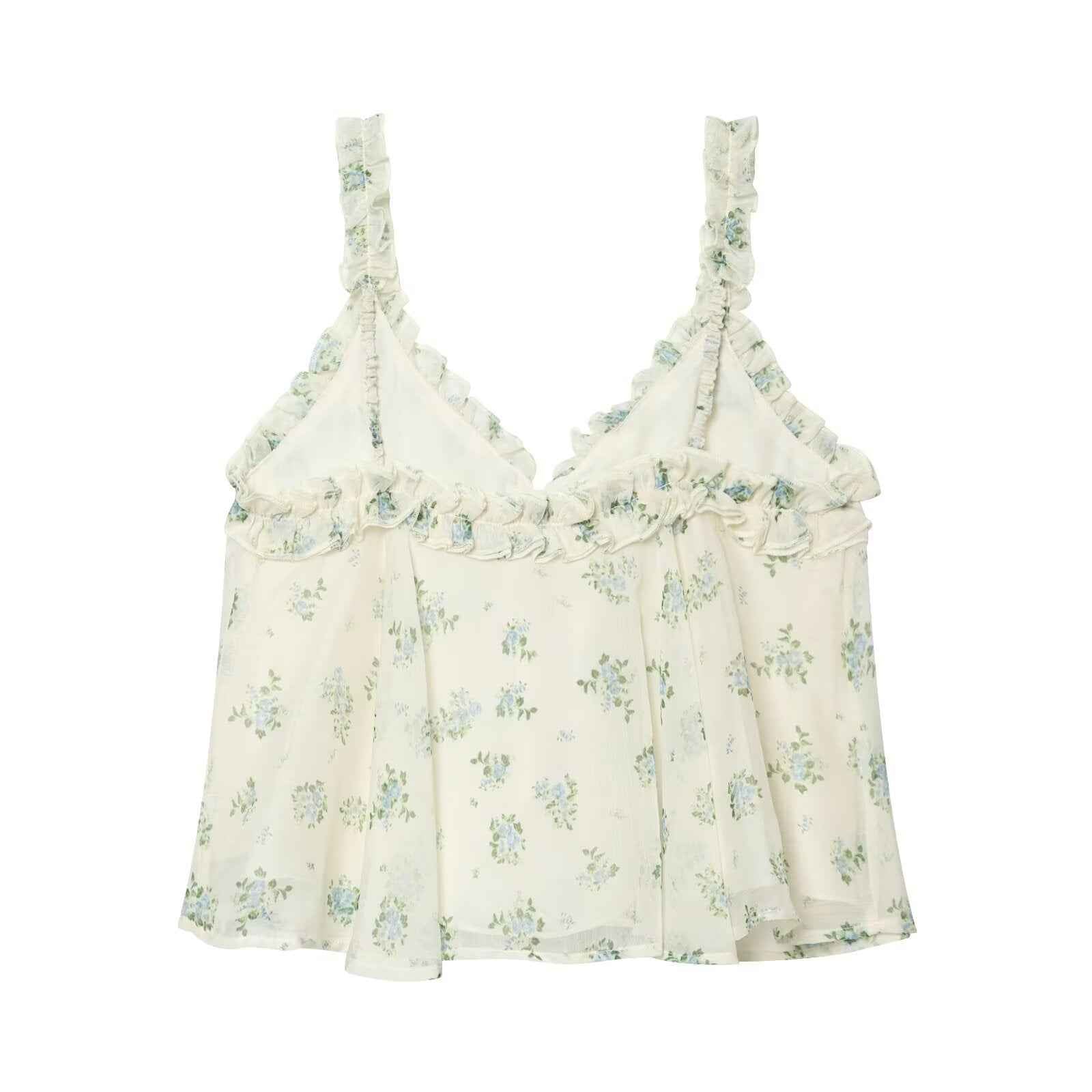 French floral V-neck top+A-line large swing skirt set | MuddyStock Originals