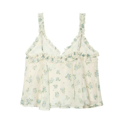 French floral V-neck top+A-line large swing skirt set | MuddyStock Originals