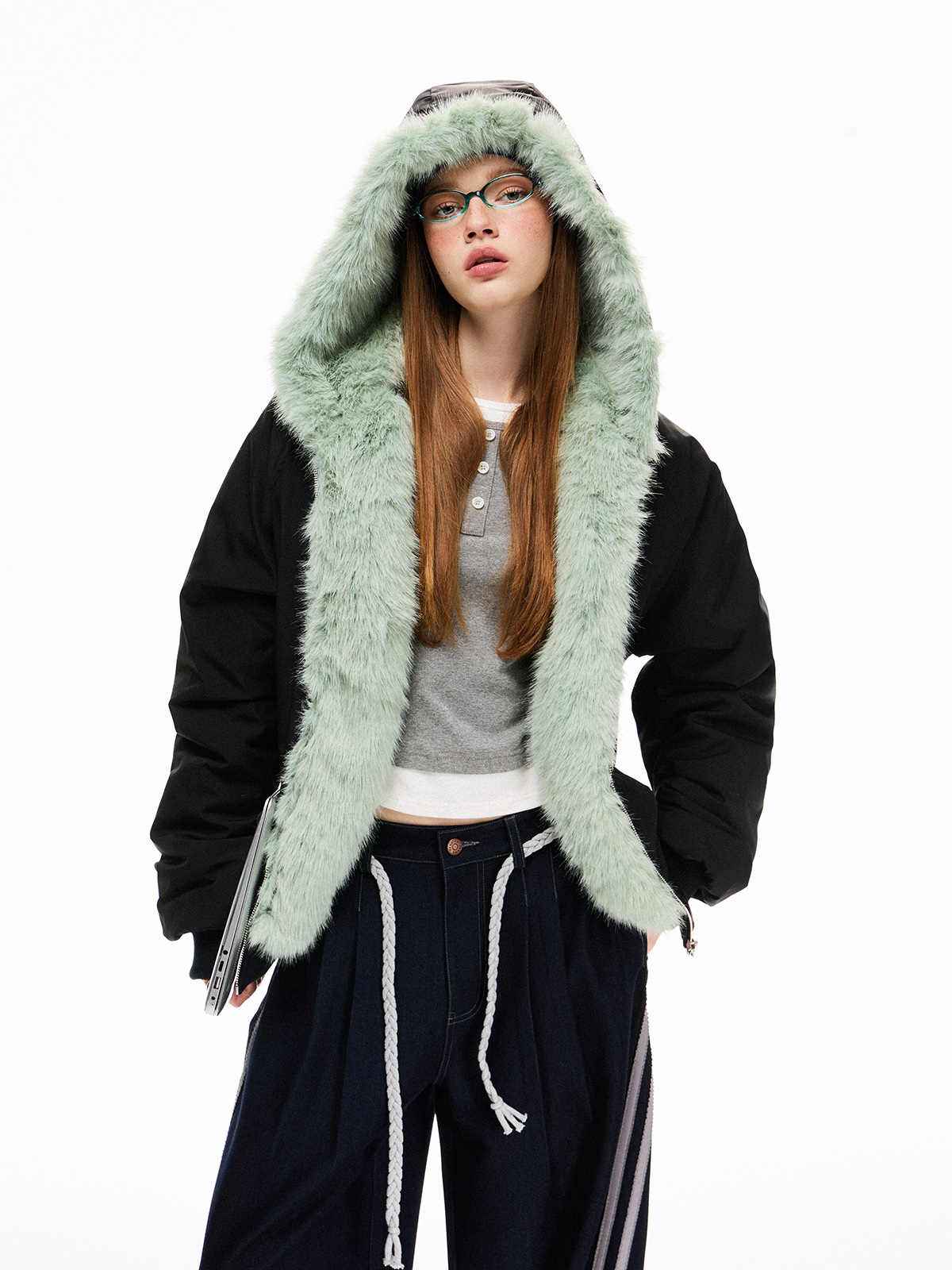 Loose Fleece-lined Warm Cotton Jacket For Women