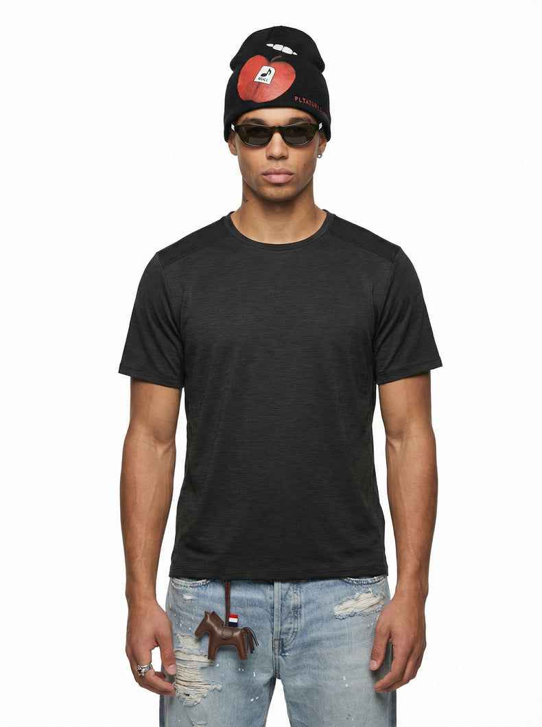 Men's Outdoor Moisture-Wicking Quick-Drying Short-Sleeve T-shirt Black MuddyStock null