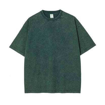 New Crew Neck Cotton Batik Short Sleeve Basic T-Shirt Dark green MuddyStock