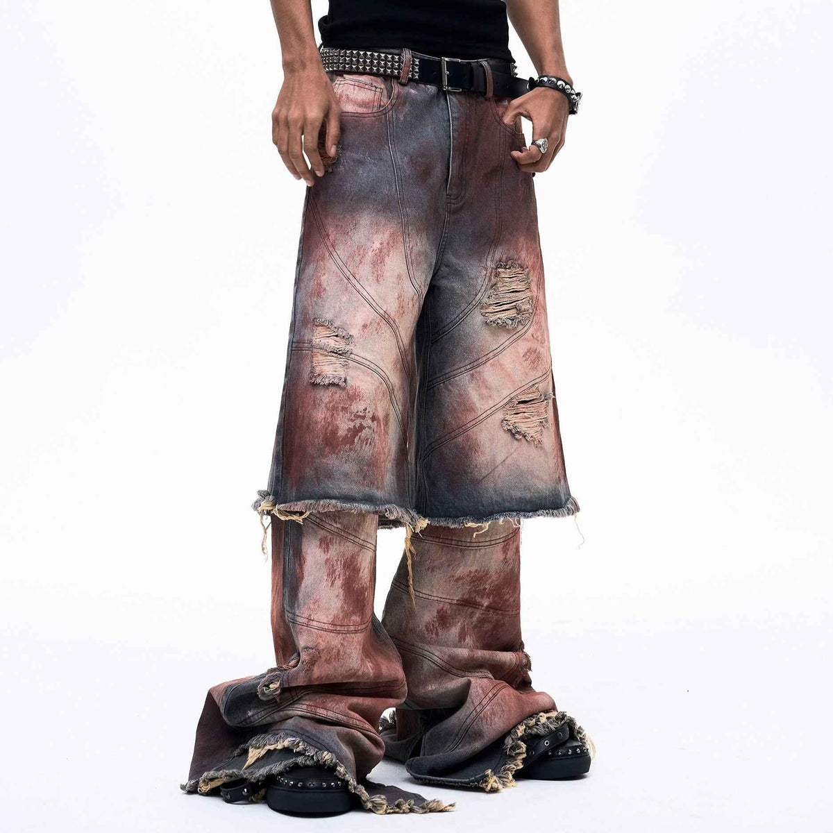 Faux Two-piece Denim Pants For Men