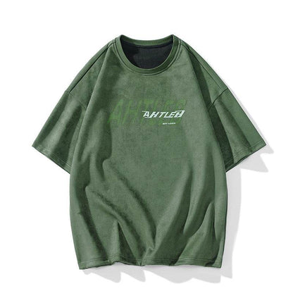 Men's And Women's Couple Bottoming Shirt T-shirt Grayish Green MuddyStock