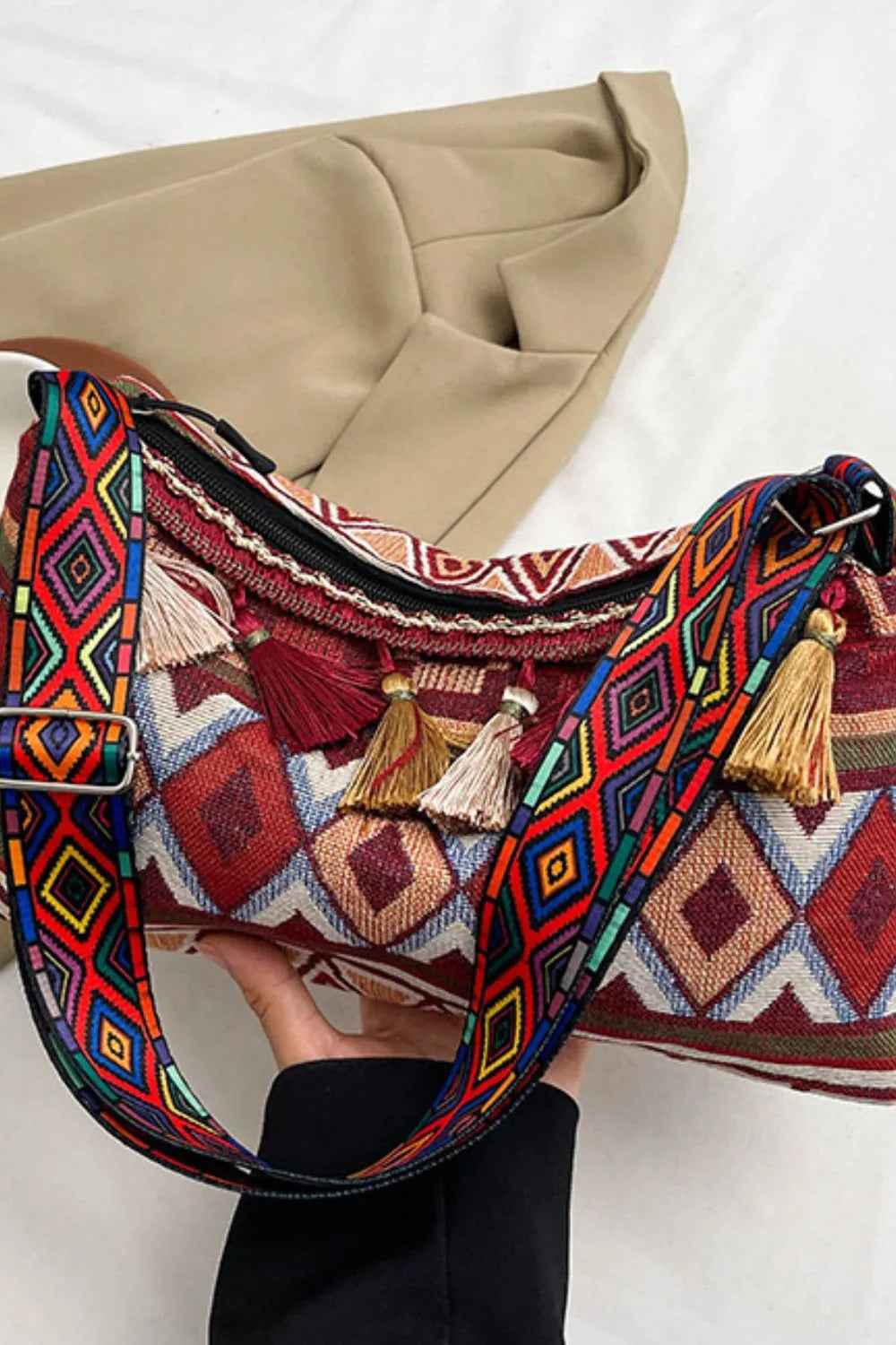 Tassel Adjustable Strap Shoulder Bag For Women