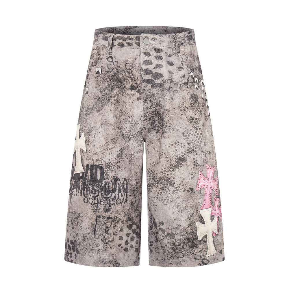 Leopard print denim shorts for women | MuddyStock Originals