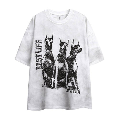 Doberman Pinscher Distressed T-shirt For Women White MuddyStock