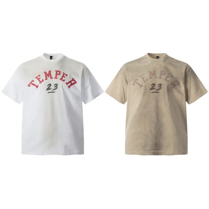 Letter print distressed dirty round neck loose short sleeved t-shirt for men | MuddyStock Originals eprolo