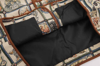 Animal Cat Plaid Lapel Coat For Women MuddyStock