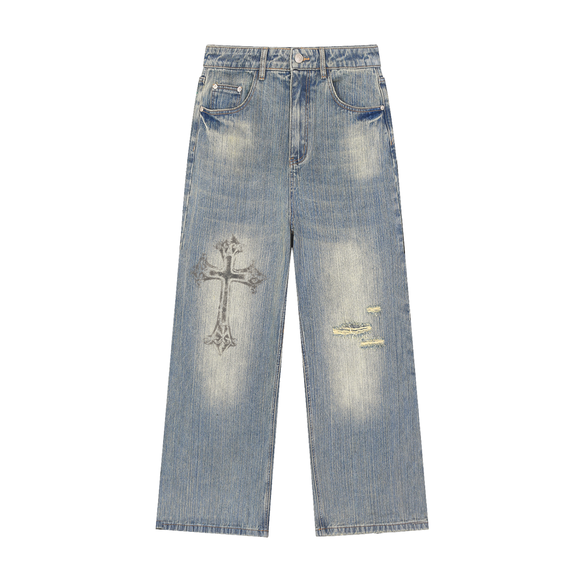 Vintage Wash Distressed Denim Jeans For Women | MuddyStock Originals Blue