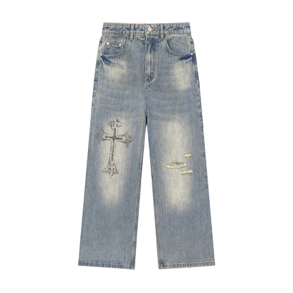 Vintage Wash Distressed Denim Jeans For Women | MuddyStock Originals Blue