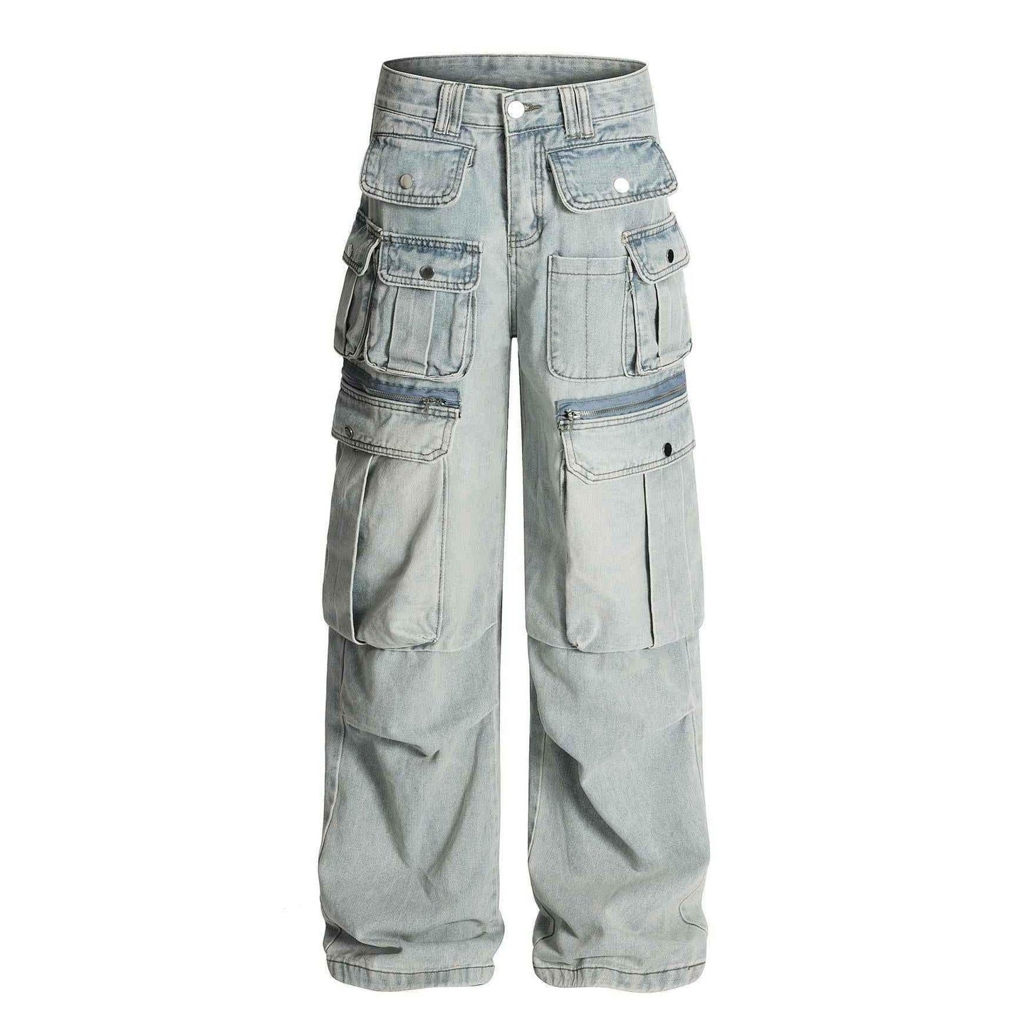 Wrinkled multi pocket workwear jeans for women | MuddyStock Originals Blue