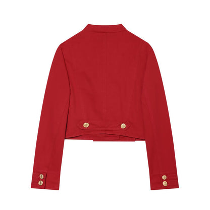 Long sleeved round neck short slim fit jacket for women | MuddyStock Originals