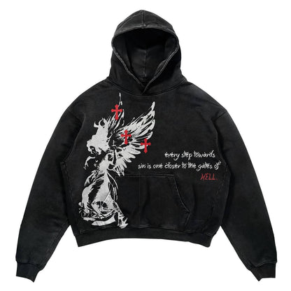 Hooded sweatshirt for boys cool and versatile commuter top Black 24 eprolo