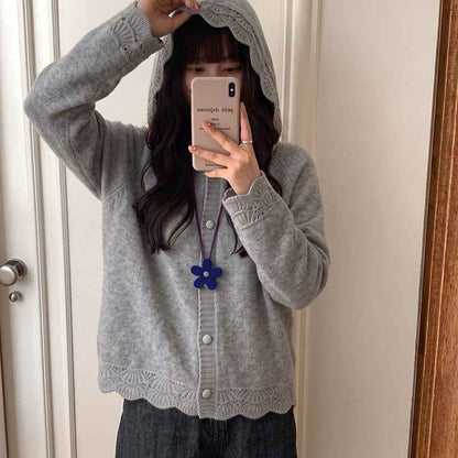 Hollow lace long sleeved hoodie for women | MuddyStock Originals