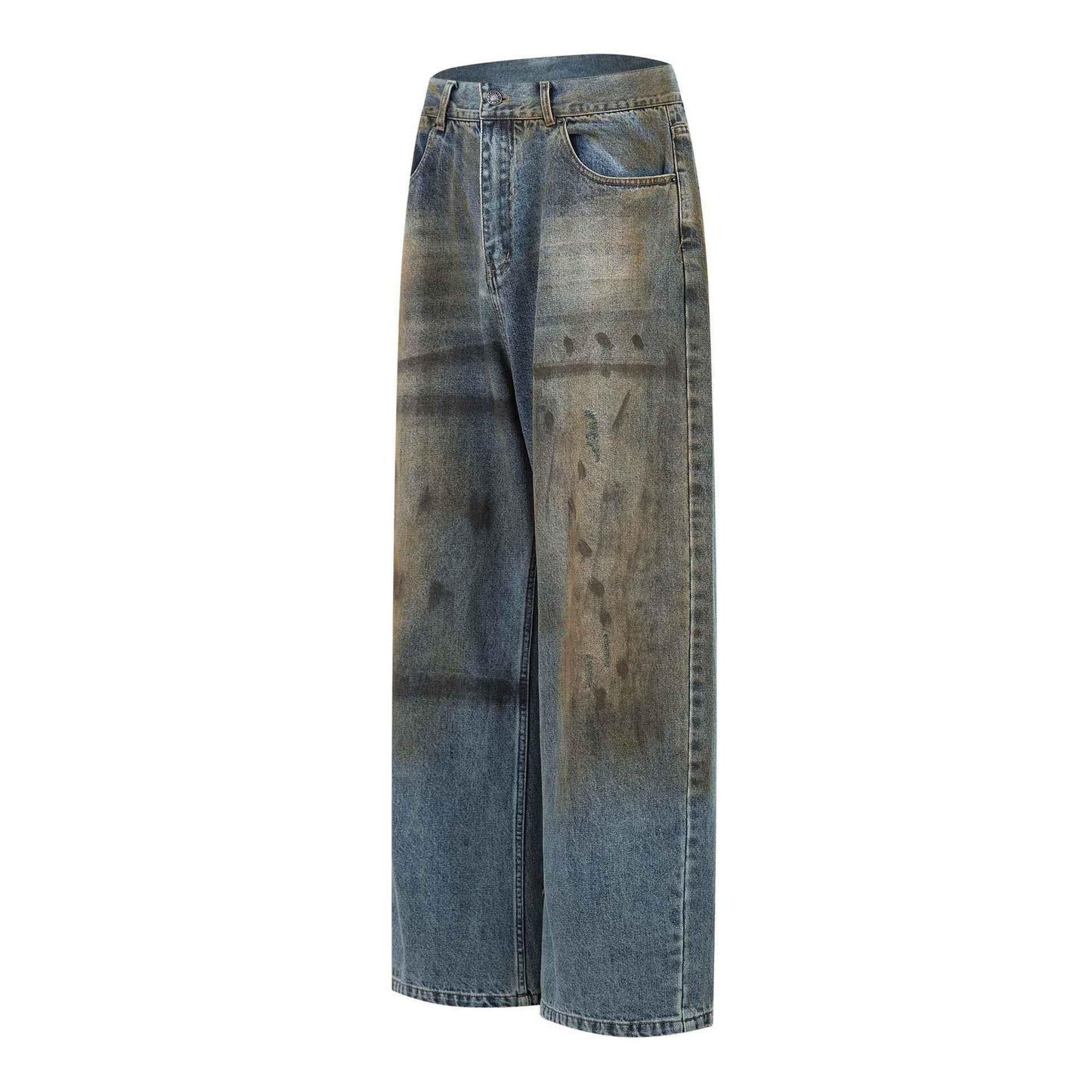 Retro Washed Tie-Dye Distressed Denim Pants For Men | MuddyStock Originals