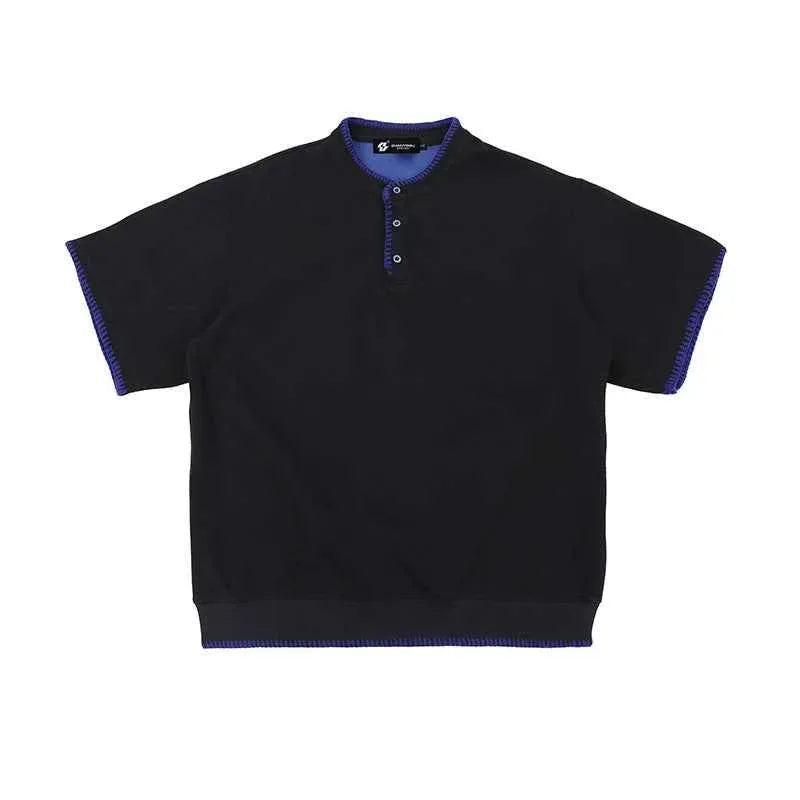 Retro Summer Zipper Short Sleeve For Men And Women Sapphire Blue