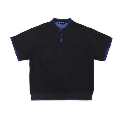 Retro Summer Zipper Short Sleeve For Men And Women Sapphire Blue
