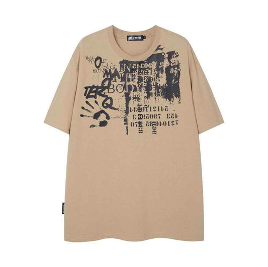 Palm Print Abstract Printing Short Sleeve T-shirt For Men MuddyStock