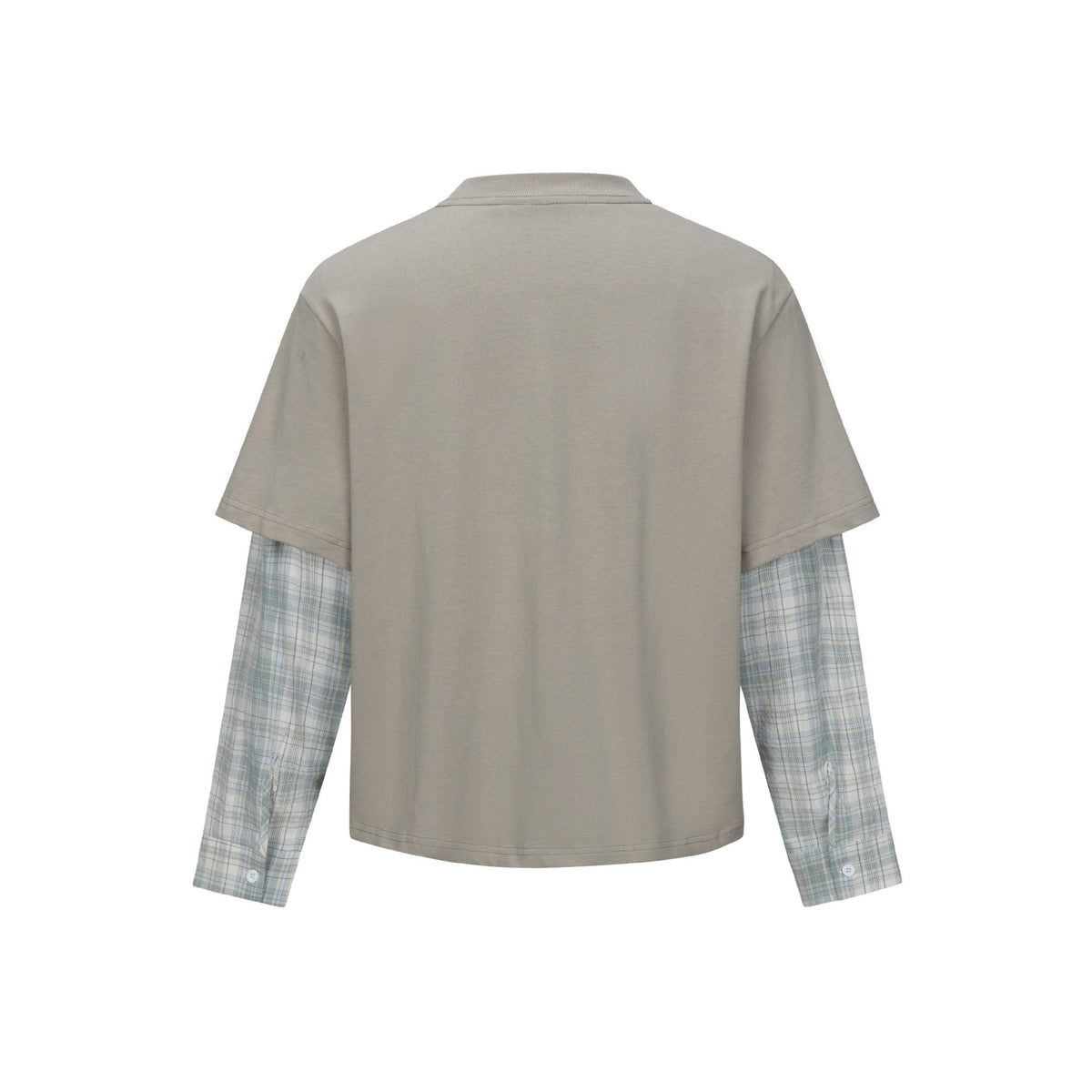 Character Print Faux Two-Piece Plaid Spliced Long Sleeve T-Shirt for Men | MuddyStock Originals