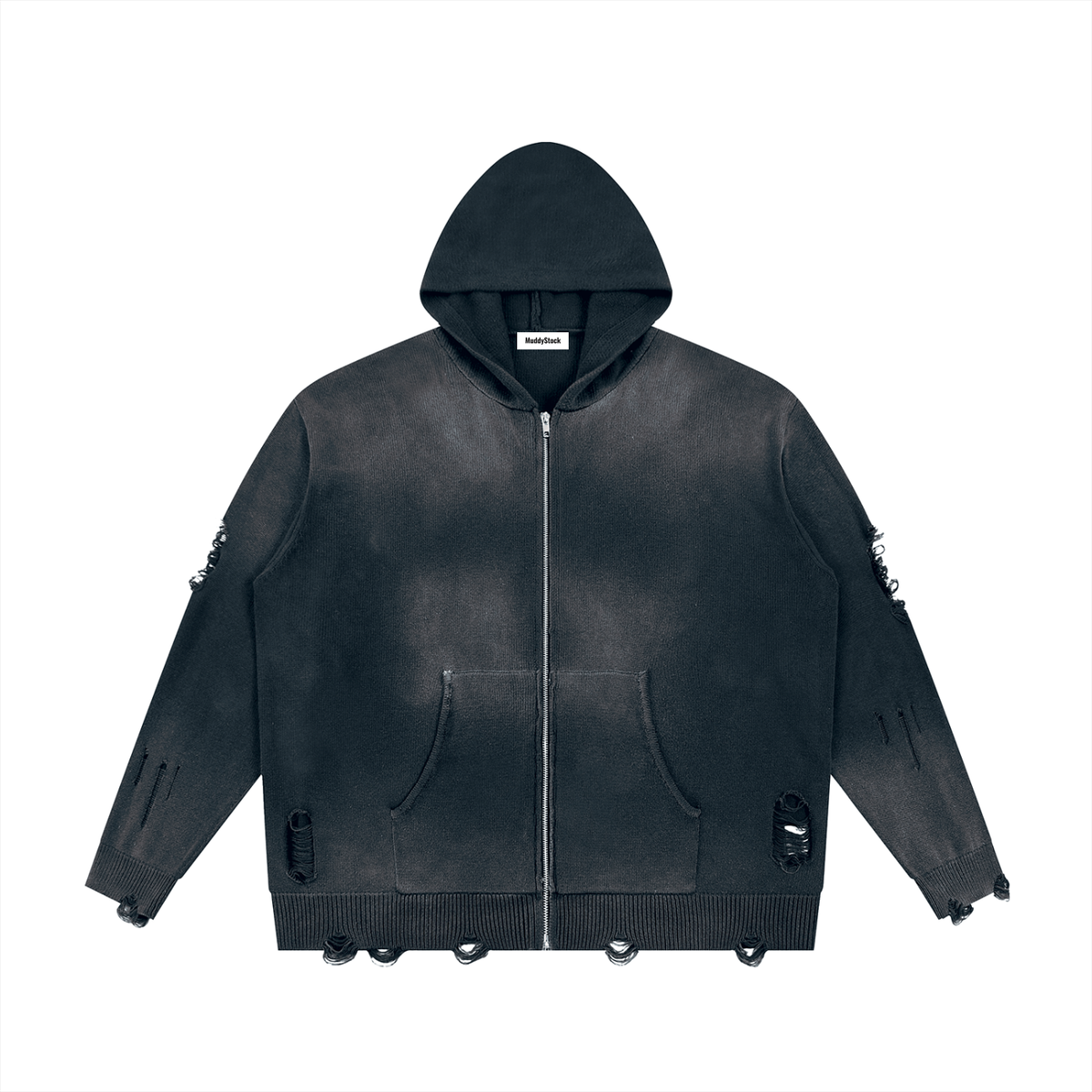 Distressed Full Zip Hoodie For Men | MuddyStock Originals
