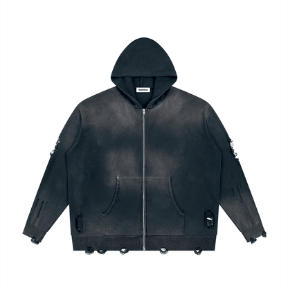 Distressed Full Zip Hoodie For Men | MuddyStock Originals