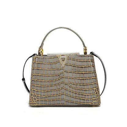 Crocodile Print Shoulder Handbags for Women | MuddyStock Originals T-101 Grey