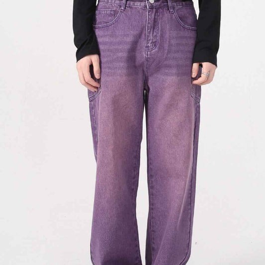 Korean Fashion Type Loose Straight Jeans For Men And Women MuddyStock