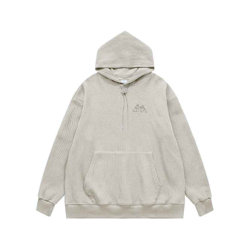 Men's Clothing Texture Knitted Embroidered Hoodie Sand Color MuddyStock