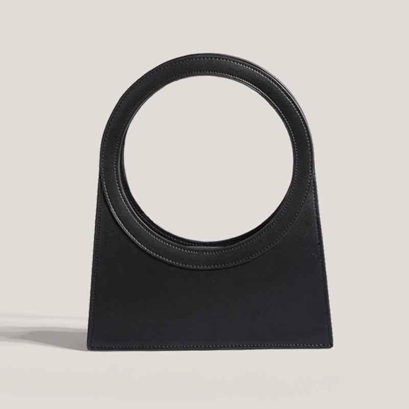 Cutout Ring Tote Briefcase Bag For Women black (20cm<Max Length<30cm)