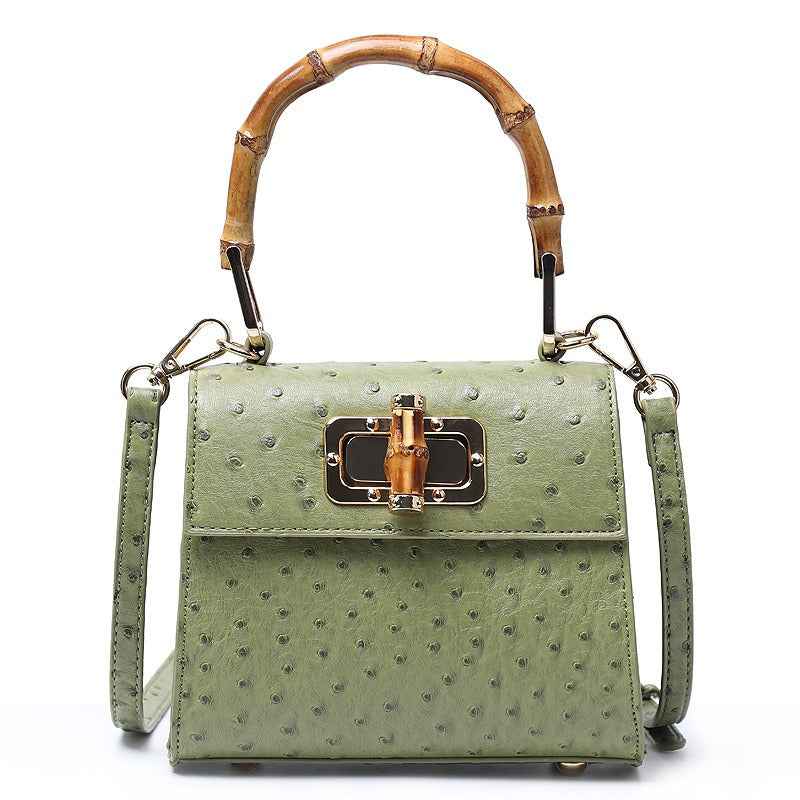 Buckle ostrich pattern women's bag green eprolo