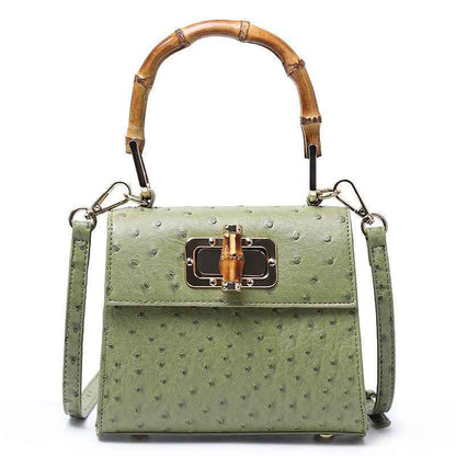 Buckle ostrich pattern women's bag green eprolo