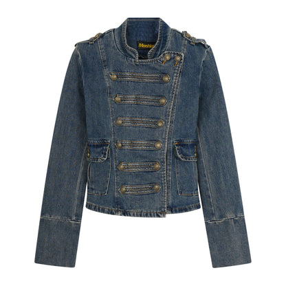 American-Style Retro Court-Style Waist-Cinching Denim Jacket For Women All Products