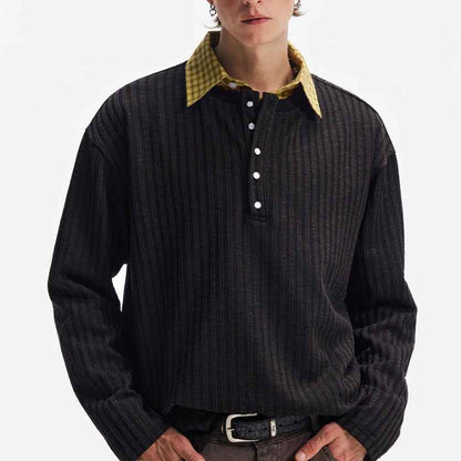 Textured Stripe T-shirt Simple Long Sleeve T-shirt For Men null
