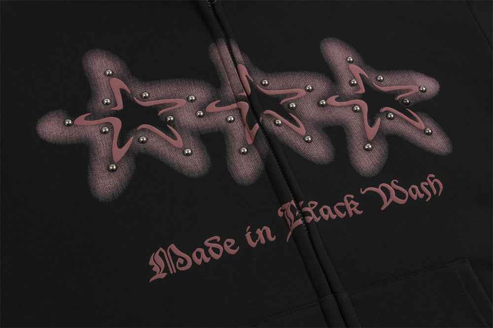 High Street Niche Five-pointed Star Brushed Hoodie For Women MuddyStock