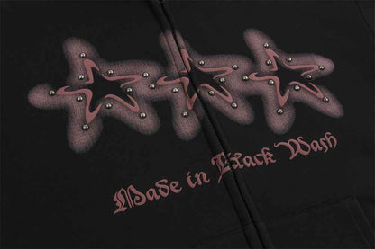 High Street Niche Five-pointed Star Brushed Hoodie For Women MuddyStock