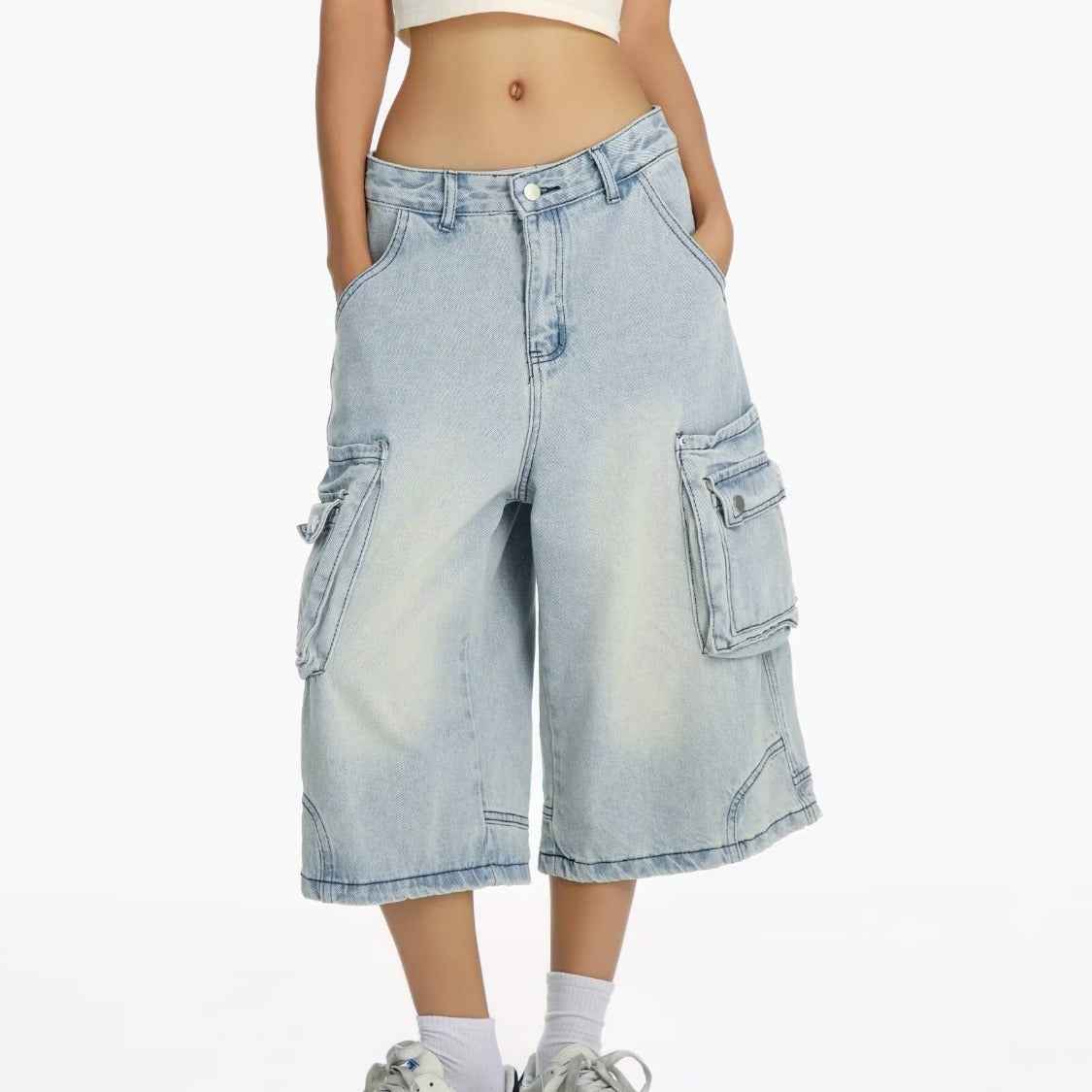 Washed Distressed Wide-Leg Denim Shorts For Women | MuddyStock Originals