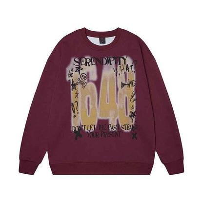 Graffiti Crewneck Sweatshirt for Women | MuddyStock Originals Burgundy