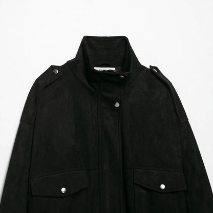 Sueded Cargo Jacket for Women Loose Short Coat