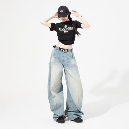 Retro Loose Denim Pants For Women | MuddyStock Originals Blue Extended MuddyStock