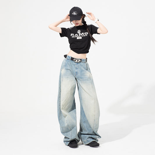 Retro Loose Denim Pants For Women | MuddyStock Originals Blue Extended MuddyStock