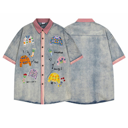 Retro Color Block Short Sleeve Shirt For Women | MuddyStock Originals eprolo