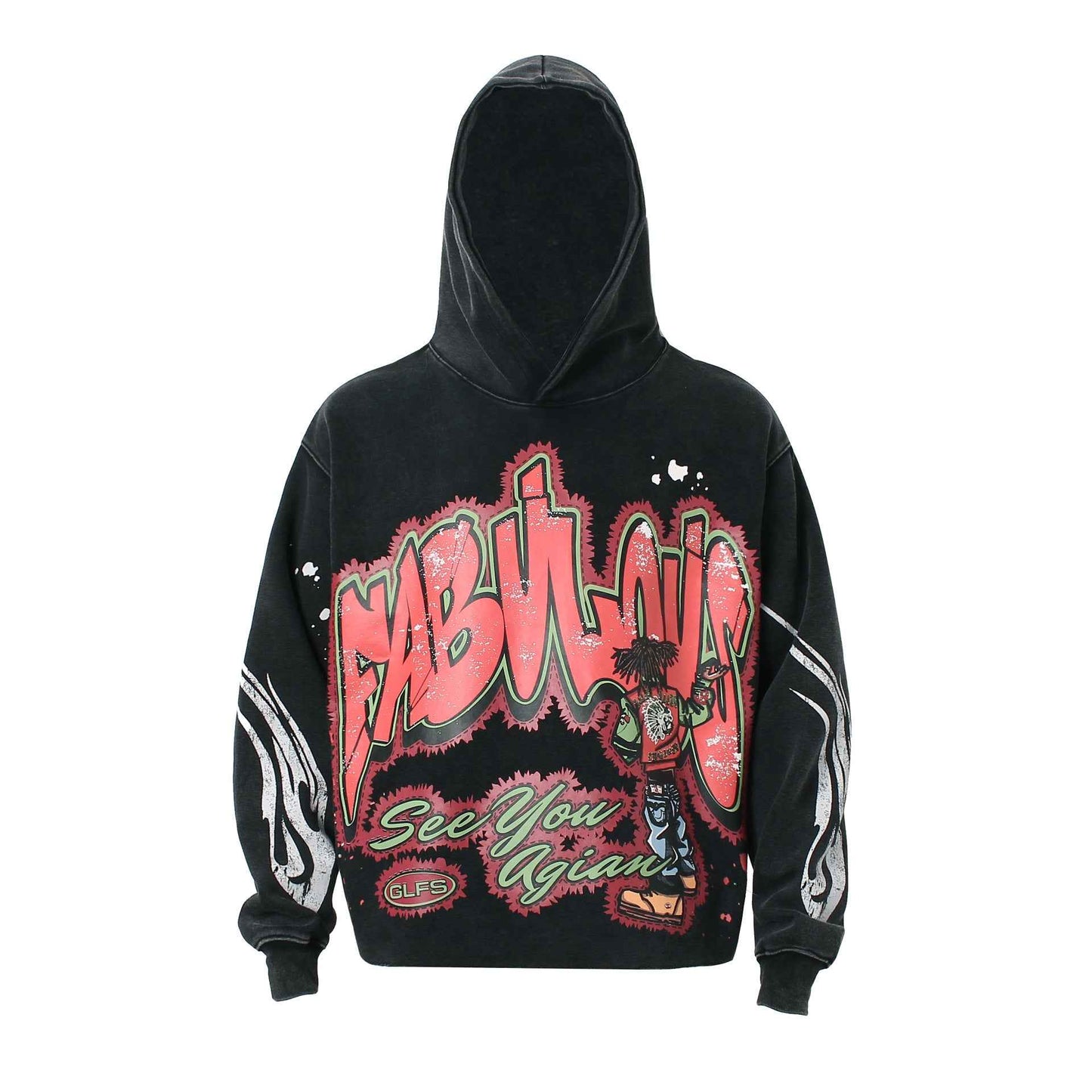 American Street Printed Hoodie For Men And Women Black MuddyStock