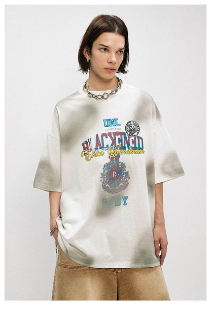 Retro Distressed Design Printed Short Sleeve For Men And Women MuddyStock