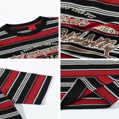 Summer New Letter Print Stripe Color Block Short Sleeve T-Shirt For Men And Women | MuddyStock Originals MuddyStock