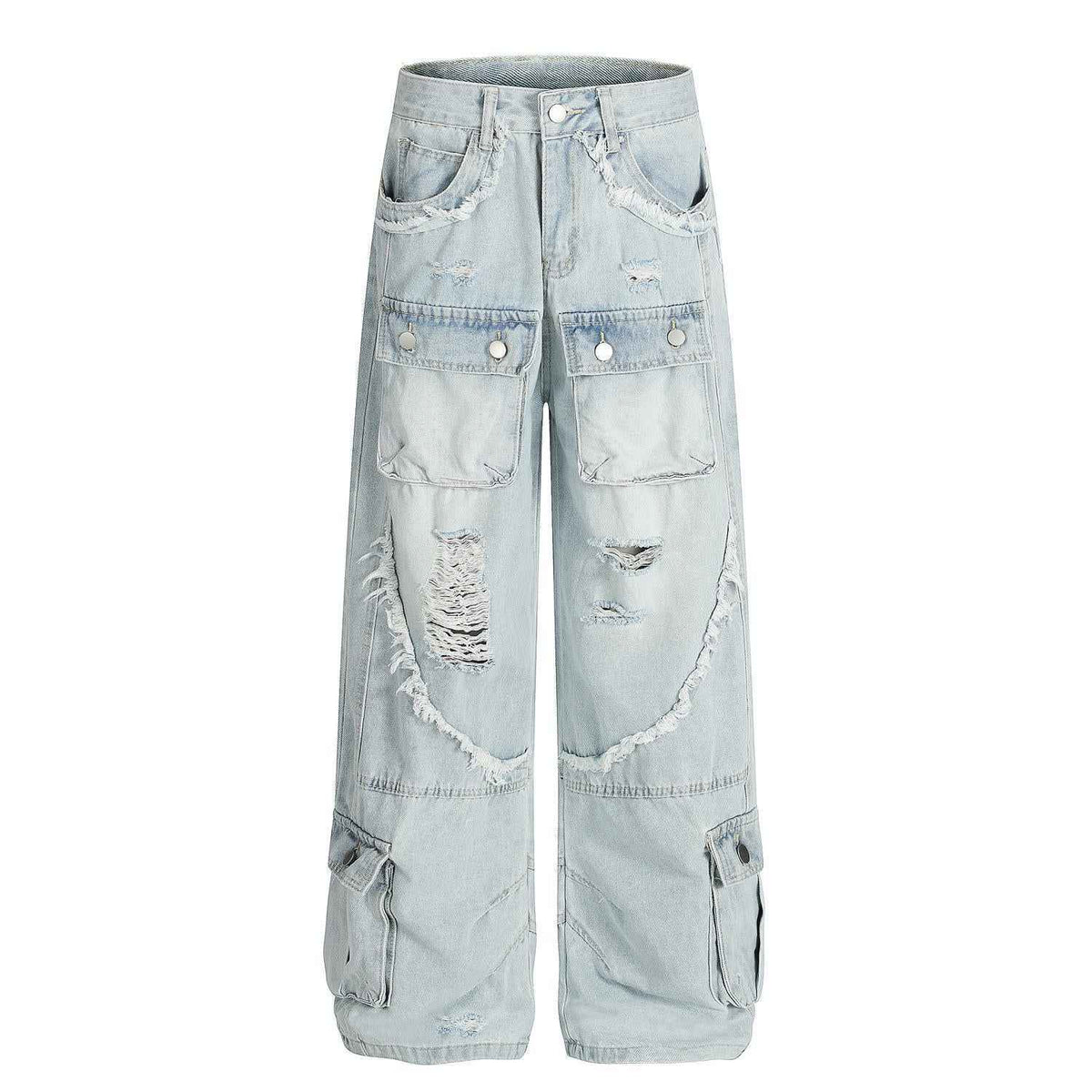 High street ripped rough edge workwear jeans for men | MuddyStock Originals Blue